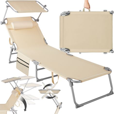 Bain de soleil 4 positions pliable en polyester et acier beige