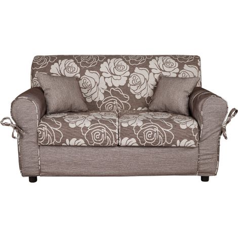 Divano 2 posti in tessuto sfoderabile VERONA 150 cm Marrone fiorato (1/5)