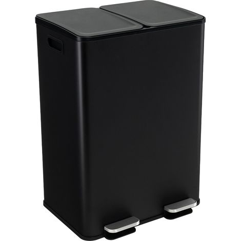 COSTWAY 60L Dual Compartment Trash Can 2 x 30L Trash Bin with 2 Deodorizer Compartments