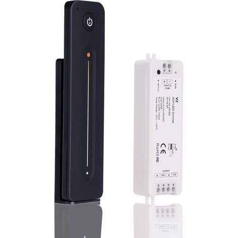 CCT Bande LED Contrôleur avec Télécommande RF 2.4GHz, DC 12/24V 5A X 2CH Variateur de Lumiere LED et Température de couleur 2700K-6500K Changement pour Ruban LED COB, SMD (1/5)