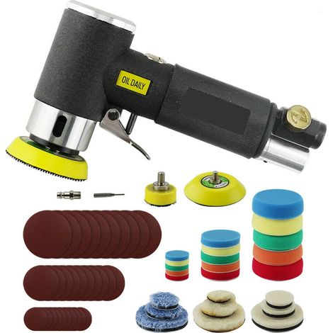 Mini ponceuse orbitale à air comprimé 25mm/50mm/75mm (1"/2"/3"), petit outil pneumatique excentrique BR-Vie, polisseuse à air pour finition (1/4)