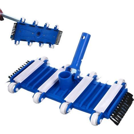 Longziming - Brosse pour aspirateur de piscine - Tête de nettoyage manuelle pour le fond et les parois de la piscine - Brosse large en ABS - Convient pour une perche télescopique et le nettoyage de pi (1/5)
