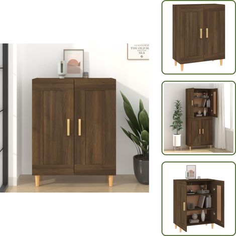 The Living Store Credenza Rovere Marrone 69,5x34x90 cm in Legno Multistrato - Credenza marrone