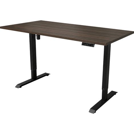 Scrivania regolabile elettricamente - 160x80 cm - Motore singolo - Nero / Japandi scuro (1/5)