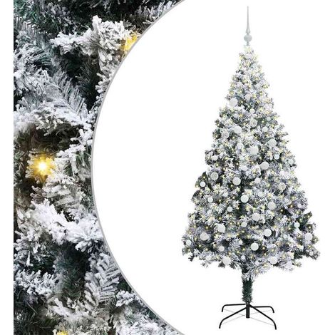 Sapin de Noël artificiel blanc, 180 cm de haut, en PVC, acier et plastique. (1/5)