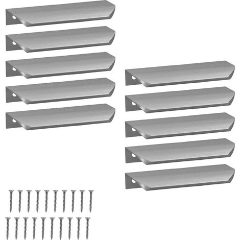 Poignée de meuble moderne en aluminium argenté, 148 mm, lot de 10 (1/5)