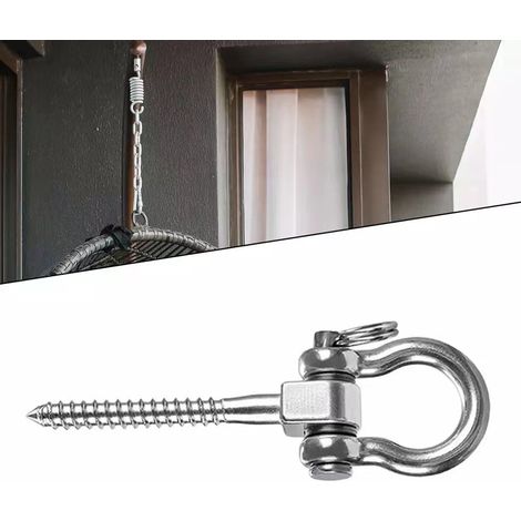 2 Pièces Crochet a Visser, Acier Inoxydable 304 Robuste 180° Crochet Plafond pour Aire de Jeux Intérieure Extérieure Yoga, Hamac,Corde, Balançoire, Suspendue Chaise, Sac de Boxe, Max 450kg (1/4)