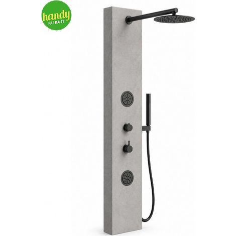 Colonna doccia idromassaggio Andromeda Ambra Water grigio effetto cemento in acciaio inox 304 (1/5)