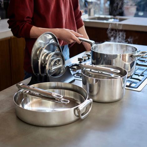 Batterie de cuisine en acier inoxydable, modèle à poignée pliante, idéale pour la préparation des repas, résistante à la chaleur, facile à ranger et à nettoyer (1/5)