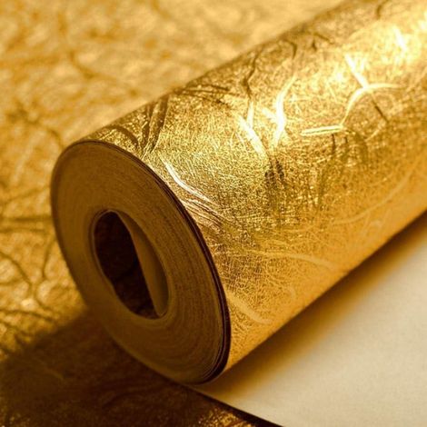 Luxuriöse Goldfolie Tapete 0,53m x 9.25m Wanddekoration Hotels Bar Goldrolle (1/5)