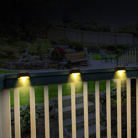 Lot de 8 lampes solaires étanches pour une utilisation extérieure, escaliers, marches, clôtures, jardin (blanc chaud)-AquaForge (1/5)