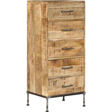 Cómoda de madera maciza de mango 45x35x106 cm (1/4)
