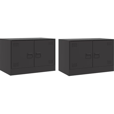 Mobile TV multimediale scaffale per televisione televisore buffet sala da pranzo soggiorno camera da letto 2 pezzi 67 x 39 x 44 cm acciaio nero 020028543
