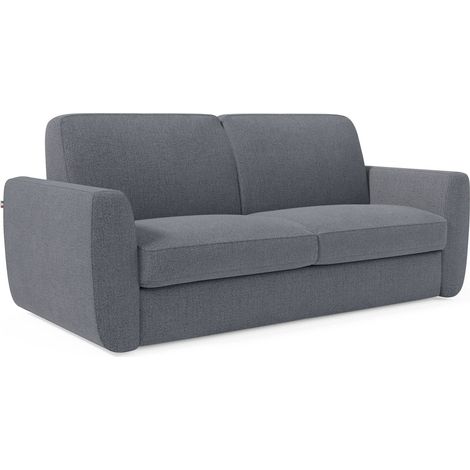 Leonida Divano letto sfoderabile e materasso H18 cm - vano portaguanciali in tessuto Smacchiabile T23 202 cm blu grafite