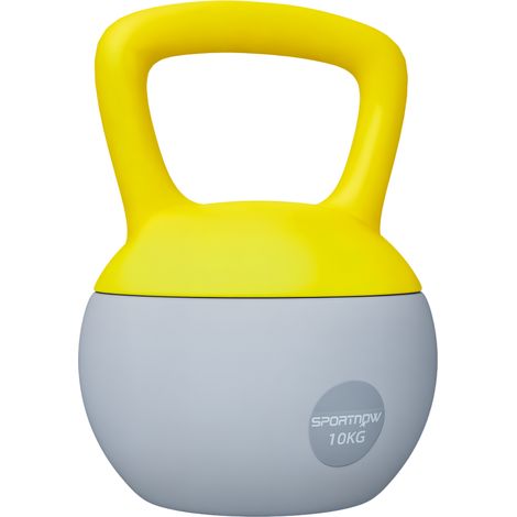 10KG Soft Kettlebell-Kettlebell with Non-Slip Handle for Home Gym-Weight Lifting-Strength Training-Yellow/Grey (1/5)