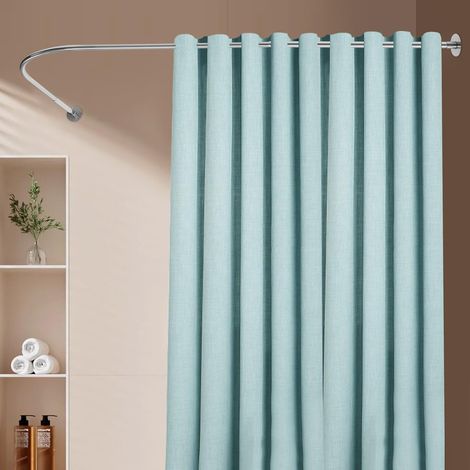 Duschvorhangstange Duschstange L Form Eck-Duschstange, 72-95x90-130cm Verstellbare Duschvorhang 90 Grad Winkelstange für Badezimmer Badewanne Kleiderkammer Umkleideräume (1/5)