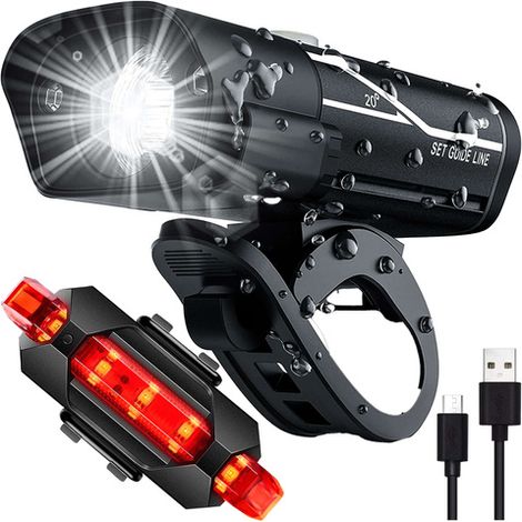 Alogy LED-Fahrradbeleuchtung vorne und hinten, wasserdicht (IPX4), USB-Anschluss, Alogy LED-Fahrradbeleuchtungsset (1/5)