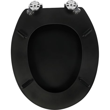 Abattant de toilettes Homseat en MDF peint avec fermeture amortie, noir (1/4)