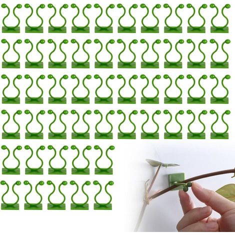 Grimpantes Clip De Fixation Végétale,Clip Plante Grimpante Mur,Plante Grimpante Support Clips,Clips Plantes Fixation de Plantes,pour Jardinage Vignes Légumes,50 Pièces (Vert) (1/5)