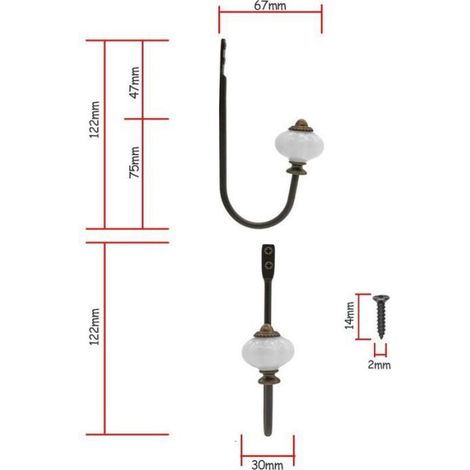 Patère Murale - Tête Céramique Et Couronne Laiton - Style Campagnard Vintage - Pour Entrée Salle De Bain - Lot De 3 (1/5)