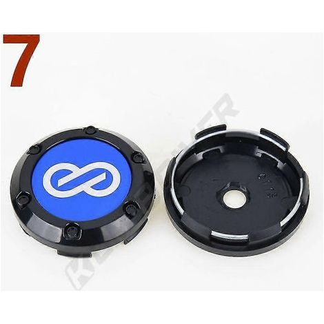 4 cache-moyeux sport Enkei avec logo, autocollant, argentés et noirs, 66 mm de diamètre extérieur / 62 mm de diamètre intérieur, 7 pièces (1/5)