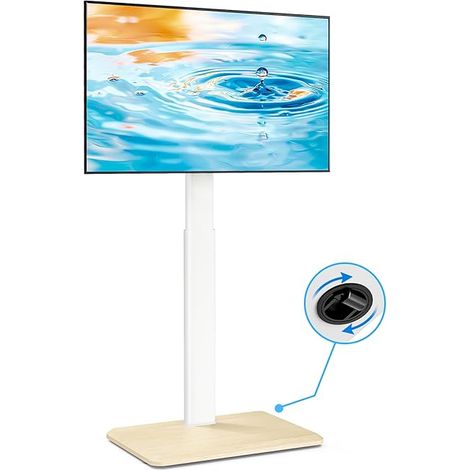 Support TV roulettes avec roulettes Cachées, Support TV sur Pied et Réglable en Hauteur pour Téléviseurs de 24 à 55 Pouces, TV Universel Pivotant Charge Maximal 30 kg, VESA Max 400x400mm, Blanc