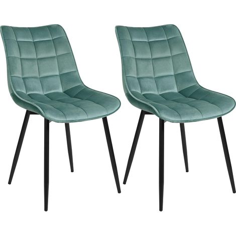 Woltu – Lot de 2 chaises de salle à manger – Siège en velours – Pieds en métal – Hauteur 85.5 cm – Vert turc