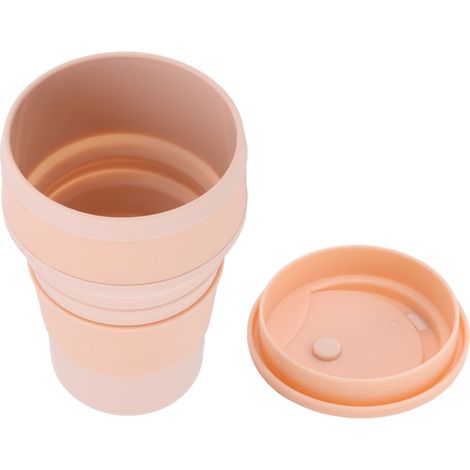 Tasse pliable en silicone 500ml, résistante à la chaleur, idéale pour voyage et extérieur, rose, gobelet rétractable pour boissons chaudes (1/5)