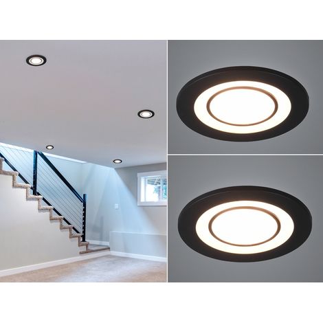 Runder LED Deckeneinbaustrahler 2er Set in Schwarz matt Ø 8,2cm (1/5)
