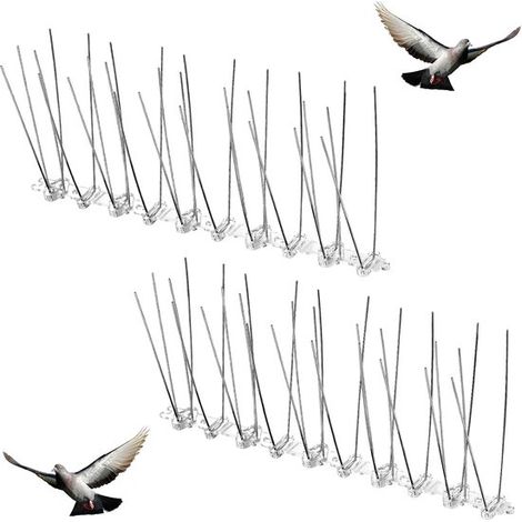 Un ensemble de 2 pics anti-oiseaux - de 6 mètres de long - avec 40 pics en acier inoxydable - adapté à une utilisation extérieure (1/5)