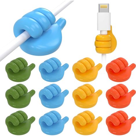 Confezione da 12 fascette per cavi, supporti per cavi - ganci da parete autoadesivi, ganci a pollice, colori casuali - AquaForge (1/4)