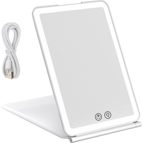 Miroir de Maquillage de Voyage, Miroir de Beauté Tragbares, strahlendes Licht mit 72 LEDs, 3 Farben, taktile Intensität, variabel (weiß) (1/5)