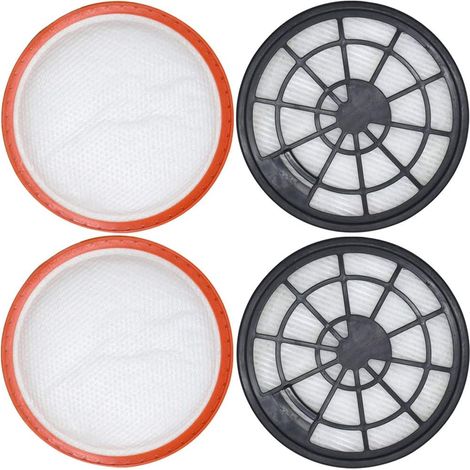 Jeu de filtres en 4 parties pour Dirt Devil DD2650-1, DD2651-0, DD2651-1, DD2720 2620001, 2620002, 2 x filtres de protection moteur + 2 x filtres d'évacuation d'air (1/5)