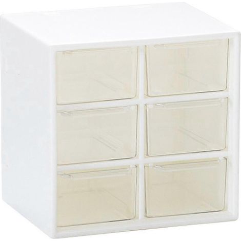 Boîte à tiroirs en plastique, boîte de bureau, étui de rangement pour fournitures de bureau, boîte à compartiments multiples (blanche)-12x12cm-White (1/3)