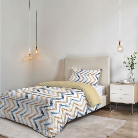 Parure de housse de couette SANS REPASSAGE - Ensemble housse de couette - Lit 1,5 place, Microfibre - Housse 200x200 cm + Rabat et 1 taie d'oreiller 50x80 cm - Hippy (1/5)