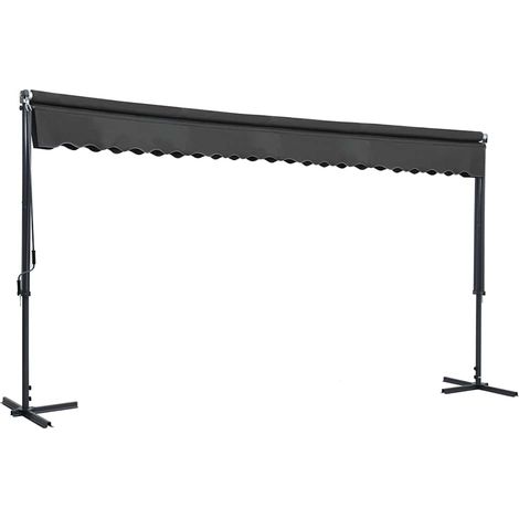 Auvent Marquise sur pied, Store Banne pour Jardin Balcon Terrasse, 500 x 300 cm Anthracite OIB7928E
