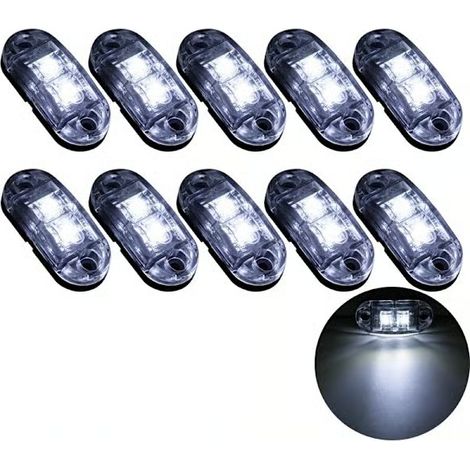 10 feux de position latéraux à LED (2 LED) 12/24 V, feux de signalisation latéraux pour remorque, camion, camping-car, caravane, blanc (1/5)