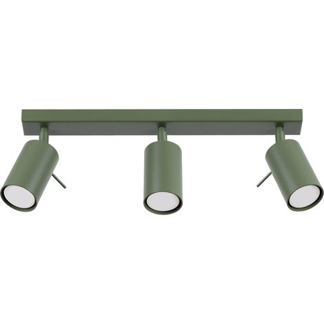 Plafonnier rail olive 45 cm 3 spots orientables GU10 (1/5)
