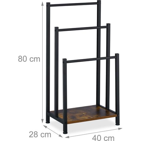 Portasciugamani da terra bagno 80 x 40 x 28 cm design decorativo con ripiano in ferro nero 130016894