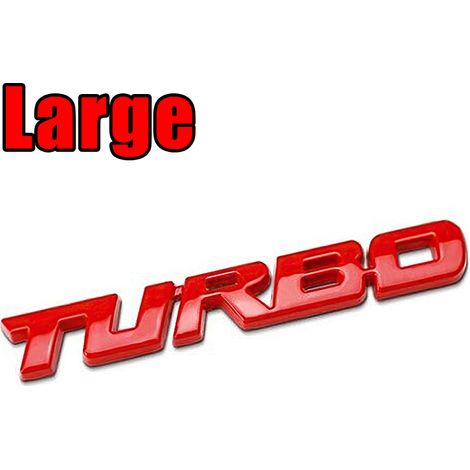 (Grand rouge) Autocollant TURBO en métal 3D, style automobile, emblème de moto, autocollant pour carrosserie, hayon arrière, accessoire auto (1/5)