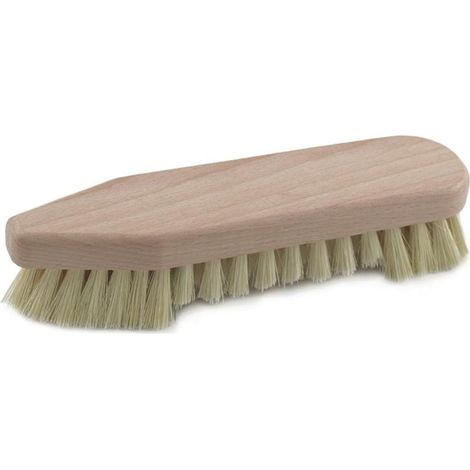 Brosse à récurer, pointue à l'avant, arrondie à l'arrière, avec des poils.