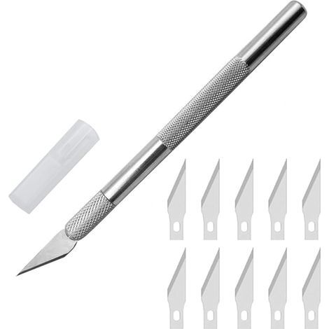 Ensemble Scalpel, Precision Cutter Scalpel avec 10 lames, Couteau pour Loisirs Créatifs, Cutter de précisioncouteau artisanal pour l'artisanat Découpe de Travail d'art Bricolage Sculpture (1/5)