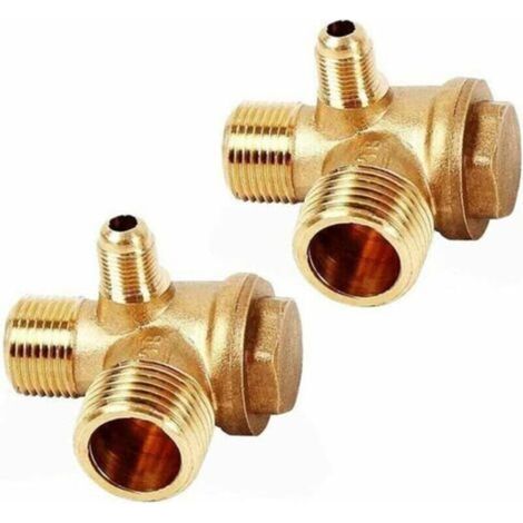 2 Pcs Clapet Anti Retour Compresseur, 3 Ports Compresseur D'air Clapet Anti Retour 20×16×10mm pour Raccords de Connexion de Compresseur D'air (1/4)