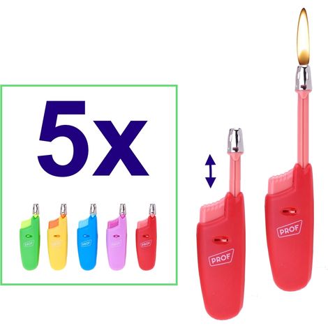 Accendigas/Accendino ricaricabile con becco telescopico set 5 pz - Mod. In&Out