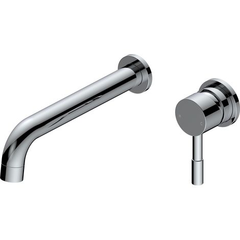 Signature Sail 2-Hole Mono Basin Mixer Tap Wall Mounted 220mm Spout Reach - Chrome (1/2)
