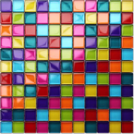 Ilcom mosaico in vetro su rete per bagno e cucina 30cm x 30cm -  Rainbow