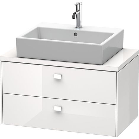 Meuble bas console BRIOSO Griffe chromé 442x820x480mm blanc brillant