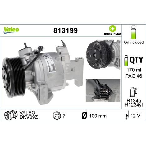 Compresseur, climatisation Valeo 813199 RENAULT 4538307000 926002090R