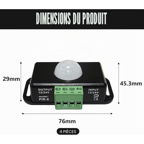 DC 12V 24V LED Motion Sensor Black Mini PIR Infrared Motion Sensor Wireless Automatic Switch LED Strip Lights (1/5)