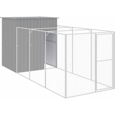 vidaXL Hundehütte mit Auslauf grau 165x455x181 cm